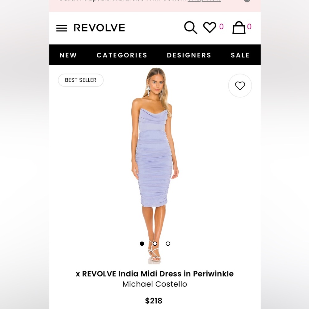 Revolve x Michael Costello India Midi Dress in Periwinkle Size Medium- Like New!